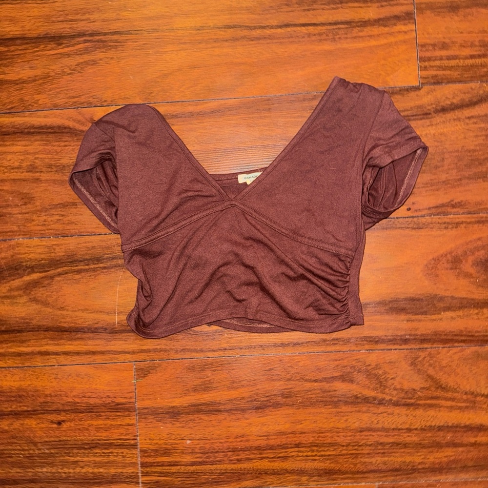 Garage Red Puff Sleeve Crop Top